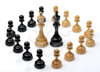 Royalty Free Photo of a Pawns Circling the Queen