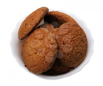 Brown Cookies on a white plate, isolated