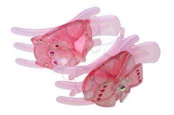 Royalty Free Photo of Two Pink Butterfly Hairclips