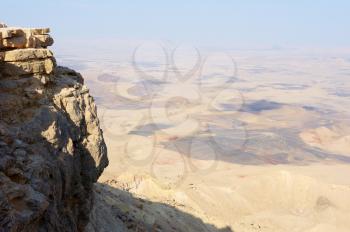 Royalty Free Photo of Desert Terrain at Makhtesh Ramon, a Unique Crater in Israel