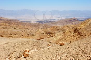 Royalty Free Photo of Mountains in the South of Israel, the Descent to the Gulf of Eilat Red Sea