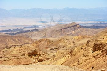 Royalty Free Photo of Mountains in the South of Israel, the Descent to the Gulf of Eilat Red Sea