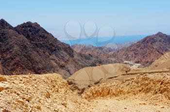 Royalty Free Photo of Mountains in the south of Israel, at the Descent to the Gulf of Eilat Red Sea 