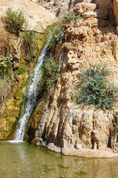 Royalty Free Photo of a Waterfall at the Ein Gedi Nature Reserve off the Dead Sea
