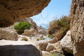 Royalty Free Photo of a Desert Landscape at the Ein Gedi Nature Reserve