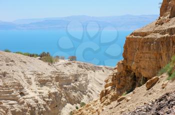 Royalty Free Photo of an Ocean View From Desert Mountains
