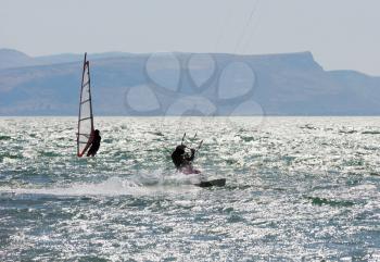 Royalty Free Photo of Sky Surfing and Wind Surfing