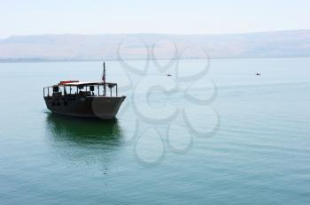 Royalty Free Photo of a Boat on Lake Kinneret