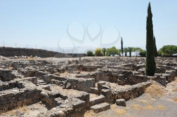 Royalty Free Photo of Excavations of the Ancient City of Capernaum on the Shores of Lake Kinneret, where he lived and preached Christ. 