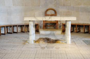 Royalty Free Photo of the Interior of he Church of the First Feeding of the Multitude at Tabgha, Near Capernaum