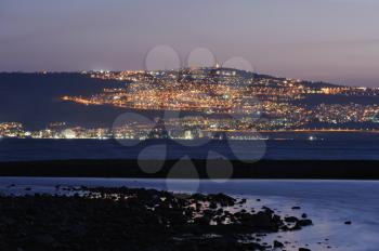 Royalty Free Photo of Lake Kinneret and the City of Tiberias at Night