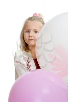 Royalty Free Photo of a Girl With Two Balloons