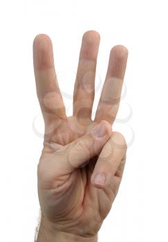 Royalty Free Photo of a Hand Showing Three Fingers