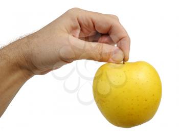 Royalty Free Photo of a Man's Hand Holding an Apple