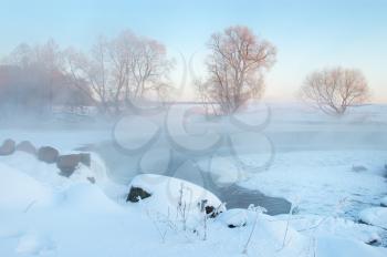 Royalty Free Photo of a Frosty River in Winter