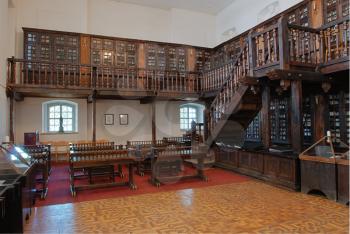 Royalty Free Photo of Library With Tables and Bookcases