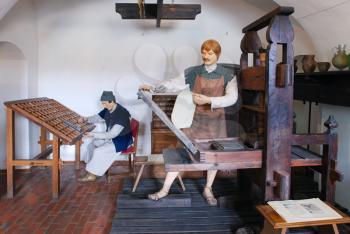 Royalty Free Photo of a Display of an Interior for an Early Printer's Workshop, Polotsk, Belarus