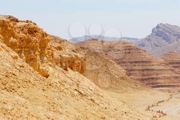Royalty Free Photo of Desert Terrain at Makhtesh Ramon, a Unique Crater in Israel