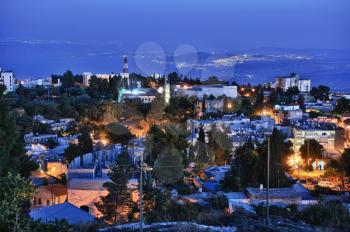 The town of Safed in northern Israel in the late evening.