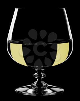 glass wine goblet, isolated on a black background.