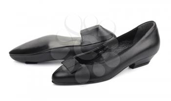black women's shoes, isolated on white background