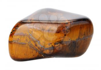 Tiger's eye stone, isolated on a white background.