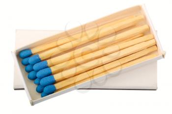 Open box of matches, isolated on a white background 
