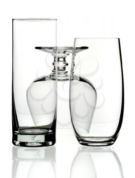 glasses and goblet, isolated on a white background.