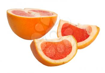 Sliced grapefruit on a white background, isolated