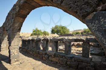 Royalty Free Photo of the Remains of Ancient Buildings in the Korazim National Park, Israel.
