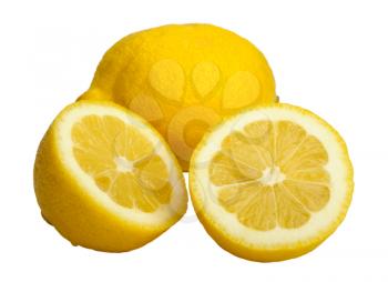 Royalty Free Photo of Two Lemons, One Cut