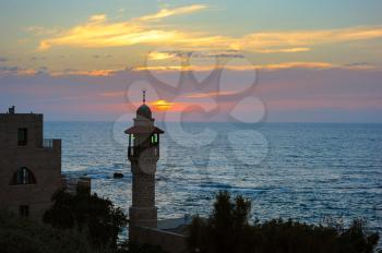 The sea, the houses and trees of Old Jaffa 