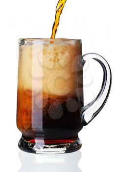 Glass of dark beer, isolated on a white background.