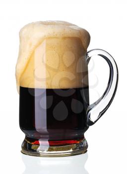 Glass of dark beer, isolated on a white background.