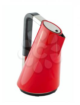 Kitchen appliances - an electric kettle of red color, isolated on a white background