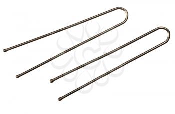 Two hairpins on a white background, isolated