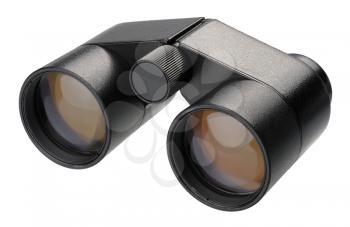 Black binoculars, side view, isolated on white background 