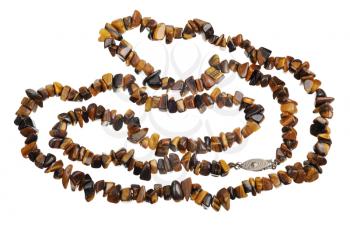 Beads of tiger's eye, isolated on a white background 