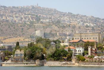 Tiberias, a town on the slopes of the mountain near the Lake Kinneret