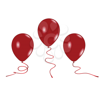 Royalty Free Clipart Image of Three Red Balloons