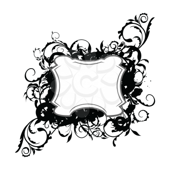Royalty Free Clipart Image of a Black Floral Frame