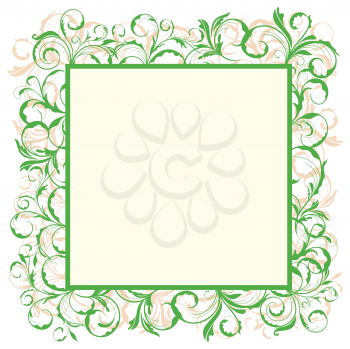 Royalty Free Clipart Image of a Green Floral Frame