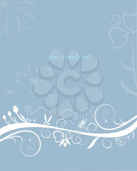 Royalty Free Clipart Image of a Blue Floral Pattern