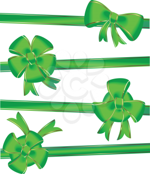 Royalty Free Clipart Image of Green Bows