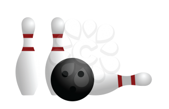 Royalty Free Clipart Image of Bowling Pins and Ball
