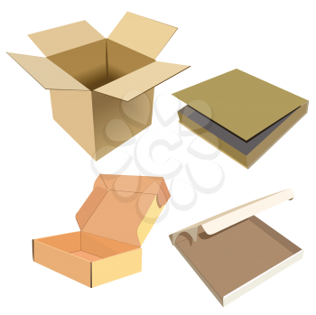 Royalty Free Clipart Image of a Set of Boxes
