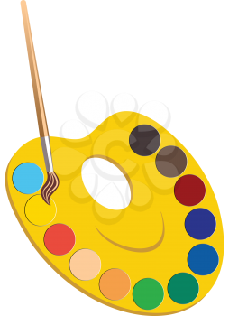 Royalty Free Clipart Image of Paints and Paintbrush 