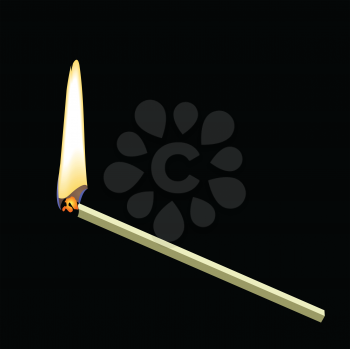 Royalty Free Clipart Image of a Burning Matchstick 