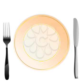 Royalty Free Clipart Image of a Plate and Utensils 