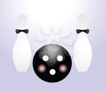Royalty Free Clipart Image of a Bowling Ball and Pins